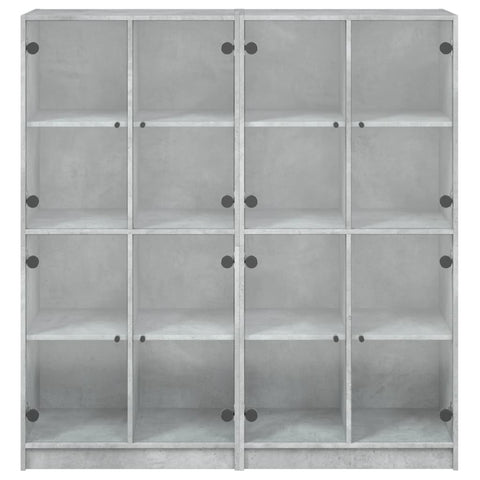 vidaXL Bookcase with Doors Concrete Grey 136x37x142 cm Engineered Wood