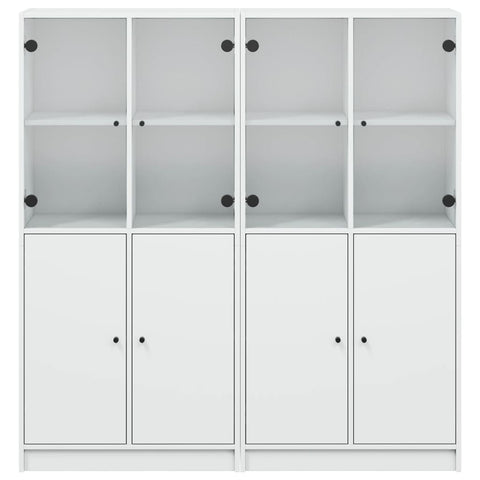 vidaXL Bookcase with Doors White 136x37x142 cm Engineered Wood