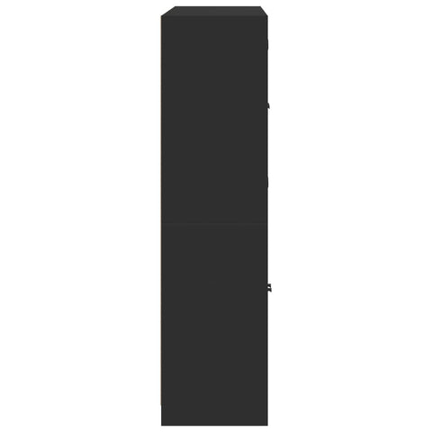 vidaXL Bookcase with Doors Black 136x37x142 cm Engineered Wood