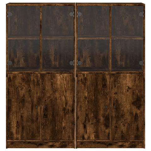 vidaXL Bookcase with Doors Smoked Oak 136x37x142 cm Engineered Wood