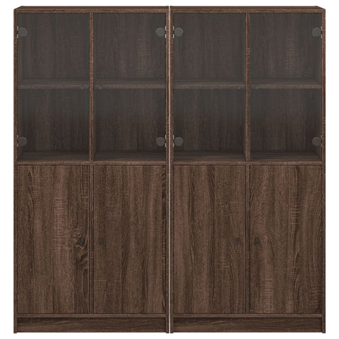 vidaXL Bookcase with Doors Brown Oak 136x37x142 cm Engineered Wood