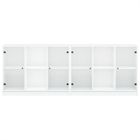vidaXL Bookcase with Doors White 204x37x75 cm Engineered Wood