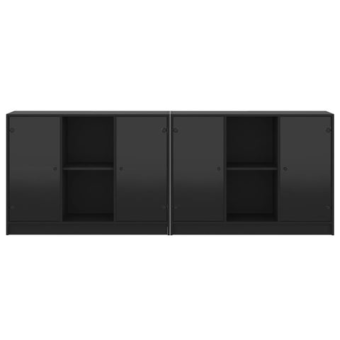vidaXL Bookcase with Doors Black 204x37x75 cm Engineered Wood