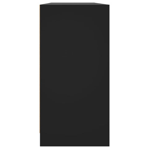 vidaXL Bookcase with Doors Black 204x37x75 cm Engineered Wood