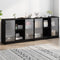 vidaXL Bookcase with Doors Black 204x37x75 cm Engineered Wood