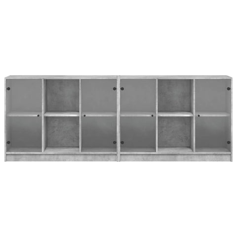 vidaXL Bookcase with Doors Concrete Grey 204x37x75 cm Engineered Wood