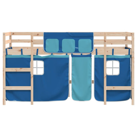 vidaXL Kids' Loft Bed with Curtains without Mattress Blue 80x200cm