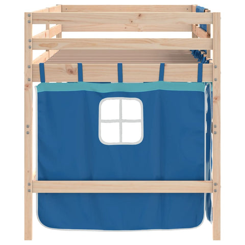 vidaXL Kids' Loft Bed with Curtains without Mattress Blue 80x200cm
