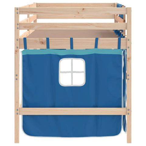 vidaXL Kids' Loft Bed with Curtains without Mattress Blue 90x200cm