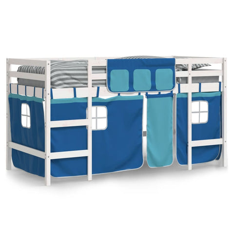 vidaXL Kids' Loft Bed with Curtains without Mattress Blue 90x200cm