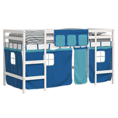 vidaXL Kids' Loft Bed with Curtains without Mattress Blue 90x200cm