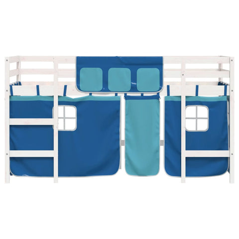 vidaXL Kids' Loft Bed with Curtains without Mattress Blue 90x200cm