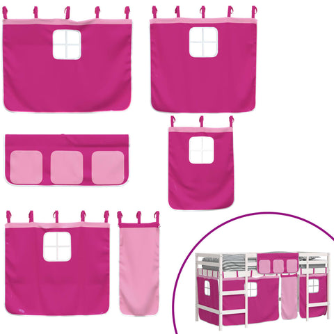 vidaXL Kids' Loft Bed with Curtains without Mattress Pink 90x200cm