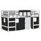 vidaXL Kids' Loft Bed with Curtains without Mattress White&Black 90x190cm