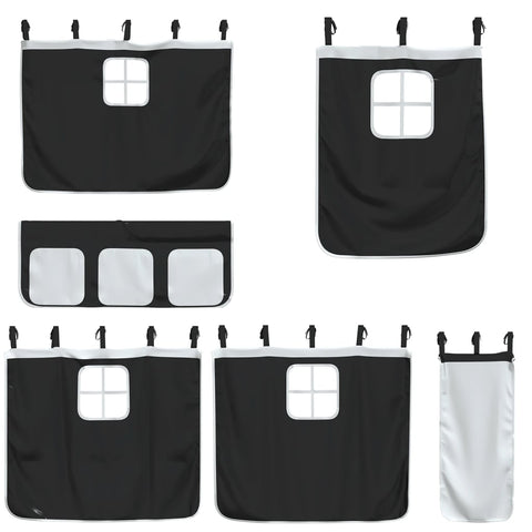vidaXL Kids' Loft Bed with Curtains without Mattress White&Black 90x190cm