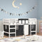 vidaXL Kids' Loft Bed with Curtains without Mattress White&Black 90x190cm