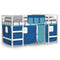 vidaXL Kids' Loft Bed with Curtains without Mattress Blue 90x190cm
