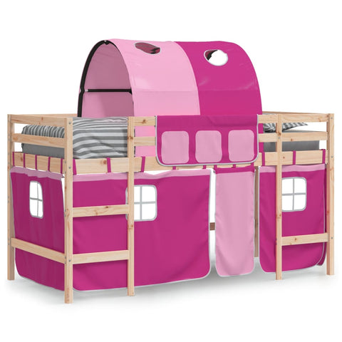 vidaXL Kids' Loft Bed with Tunnel without Mattress Pink 80x200cm