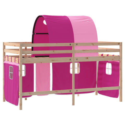 vidaXL Kids' Loft Bed with Tunnel without Mattress Pink 80x200cm