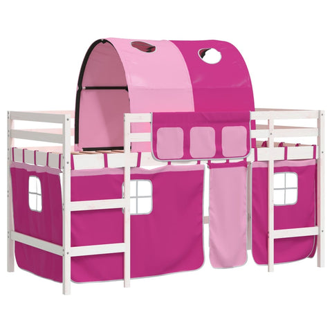 vidaXL Kids' Loft Bed with Tunnel without Mattress Pink 80x200cm