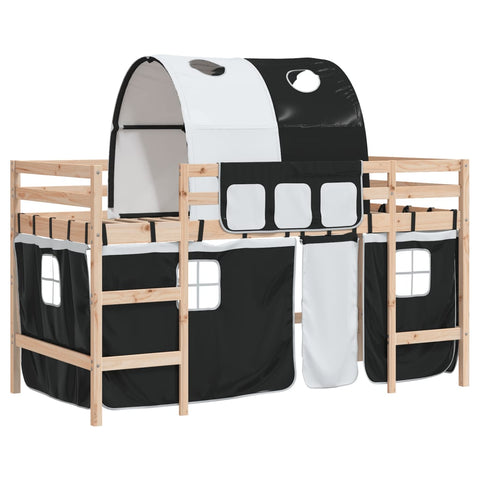 vidaXL Kids' Loft Bed with Tunnel without Mattress White&Black 90x200cm