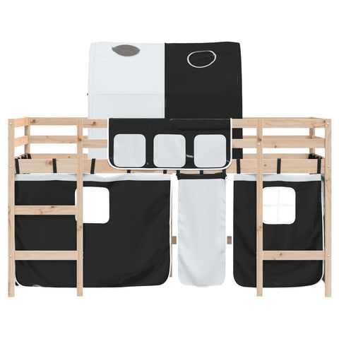 vidaXL Kids' Loft Bed with Tunnel without Mattress White&Black 90x200cm