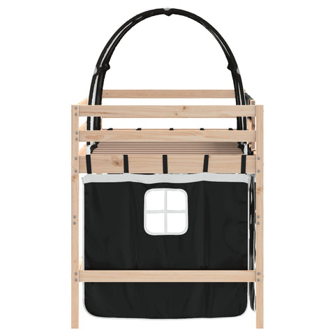 vidaXL Kids' Loft Bed with Tunnel without Mattress White&Black 90x200cm