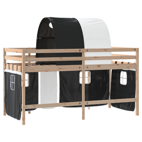 vidaXL Kids' Loft Bed with Tunnel without Mattress White&Black 90x200cm