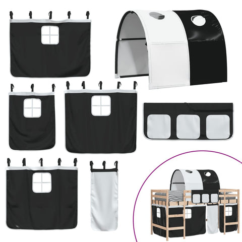 vidaXL Kids' Loft Bed with Tunnel without Mattress White&Black 90x200cm