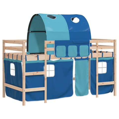 vidaXL Kids' Loft Bed with Tunnel without Mattress Blue 90x200cm