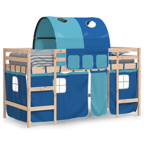 vidaXL Kids' Loft Bed with Tunnel without Mattress Blue 90x200cm