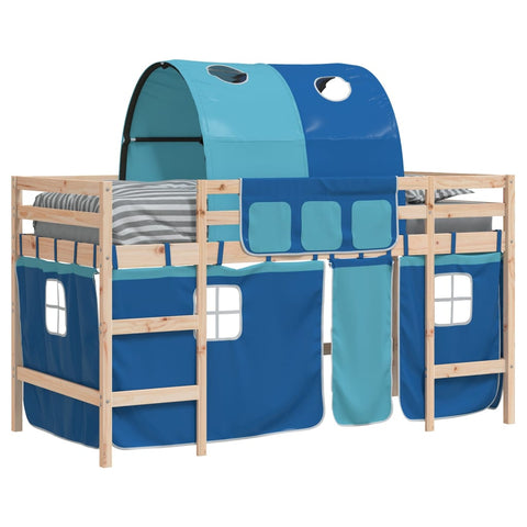 vidaXL Kids' Loft Bed with Tunnel without Mattress Blue 90x200cm