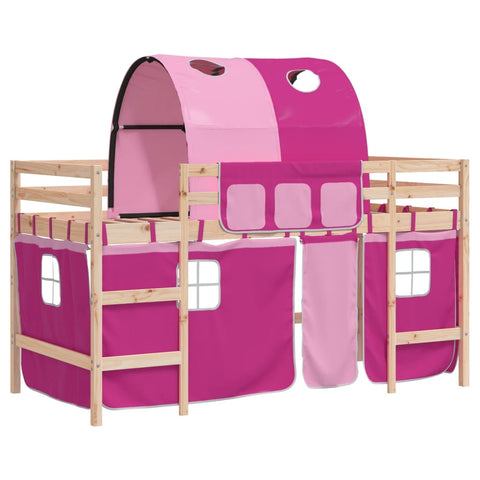 vidaXL Kids' Loft Bed with Tunnel without Mattress Pink 90x200cm