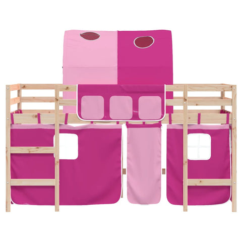 vidaXL Kids' Loft Bed with Tunnel without Mattress Pink 90x200cm