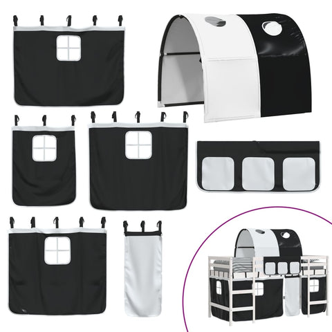vidaXL Kids' Loft Bed with Tunnel without Mattress White&Black 90x200cm