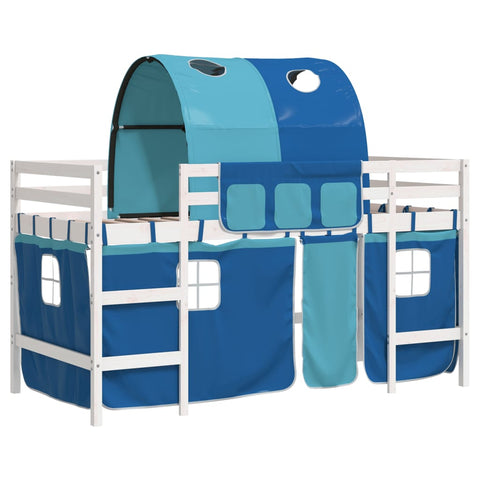vidaXL Kids' Loft Bed with Tunnel without Mattress Blue 90x200cm