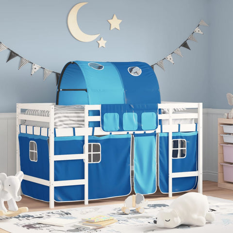 vidaXL Kids' Loft Bed with Tunnel without Mattress Blue 90x200cm