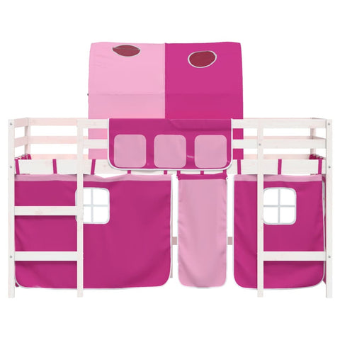 vidaXL Kids' Loft Bed with Tunnel without Mattress Pink 90x200cm