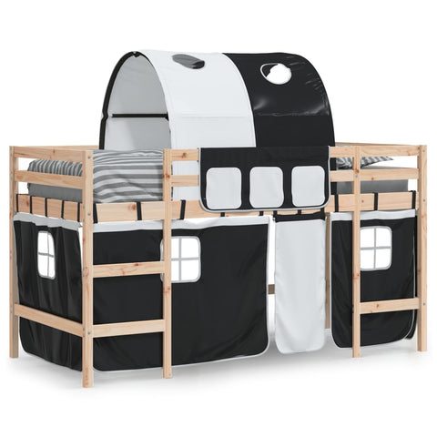 vidaXL Kids' Loft Bed with Tunnel without Mattress White&Black 90x190cm