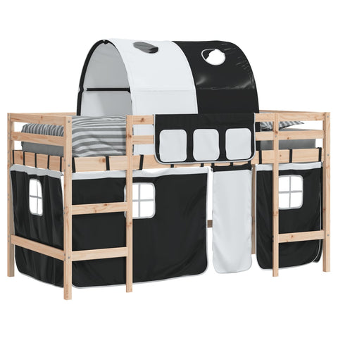 vidaXL Kids' Loft Bed with Tunnel without Mattress White&Black 90x190cm