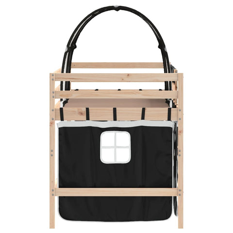 vidaXL Kids' Loft Bed with Tunnel without Mattress White&Black 90x190cm