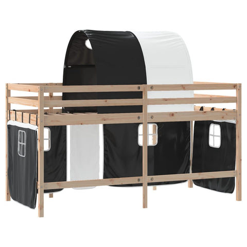 vidaXL Kids' Loft Bed with Tunnel without Mattress White&Black 90x190cm