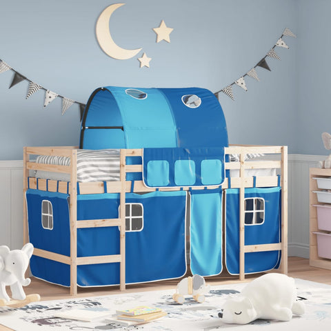 vidaXL Kids' Loft Bed with Tunnel without Mattress Blue 90x190cm