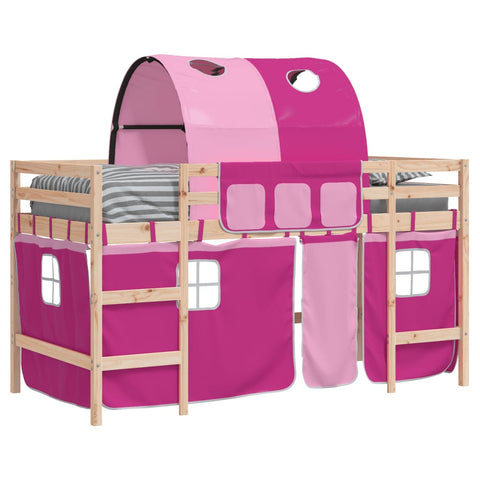vidaXL Kids' Loft Bed with Tunnel without Mattress Pink 90x190cm