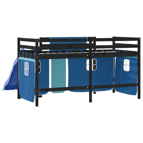 vidaXL Kids' Loft Bed with Curtains without Mattress Blue 80x200 cm