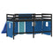 vidaXL Kids' Loft Bed with Curtains without Mattress Blue 80x200 cm