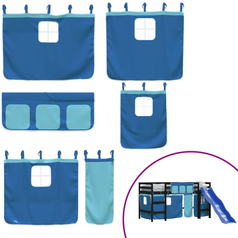 vidaXL Kids' Loft Bed with Curtains without Mattress Blue 80x200 cm