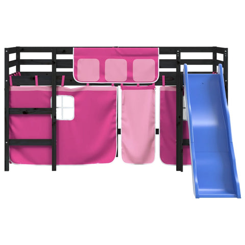 vidaXL Kids' Loft Bed with Curtains without Mattress Pink 80x200 cm