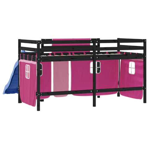 vidaXL Kids' Loft Bed with Curtains without Mattress Pink 80x200 cm