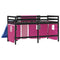 vidaXL Kids' Loft Bed with Curtains without Mattress Pink 80x200 cm